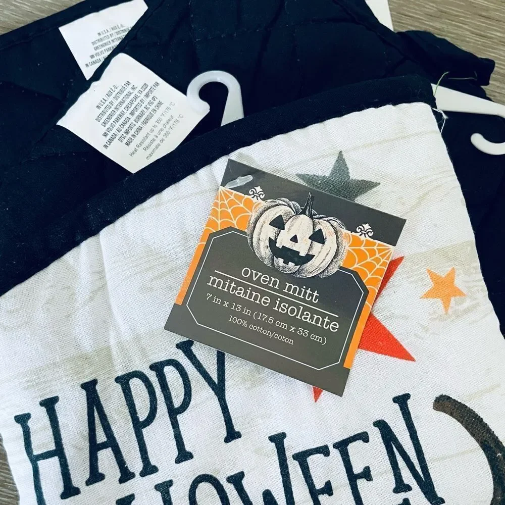 Halloween Pumpkin 3-pc Pot Holders & Oven Mitt Set